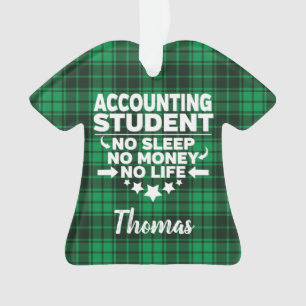 Personalized Accounting Student No Life Plaid Ornament