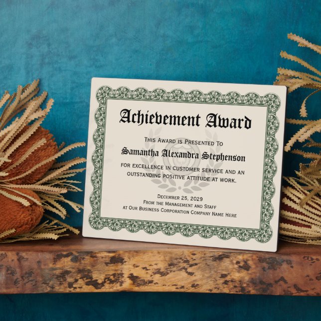 Personalized Achievement Award Plaque (Side)
