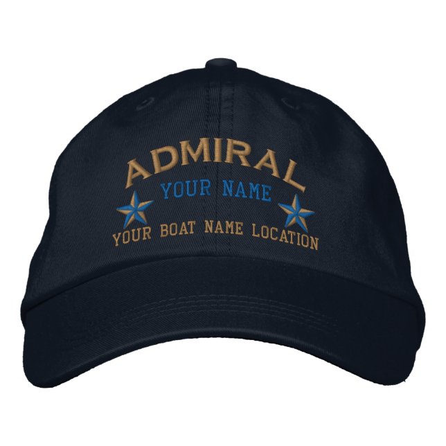 Personalized Admiral Stars Ball Cap Embroidery (Front)