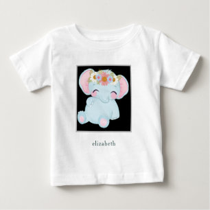 Personalized Adorable Baby Elephant Baby T-Shirt