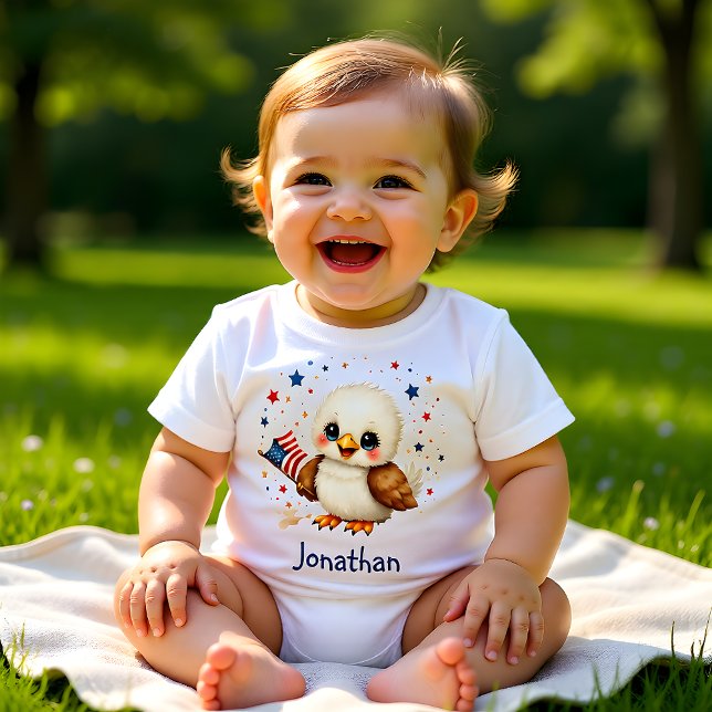 Personalized Adorable Eagle Patriotic Baby  T-Shirt (Creator Uploaded)