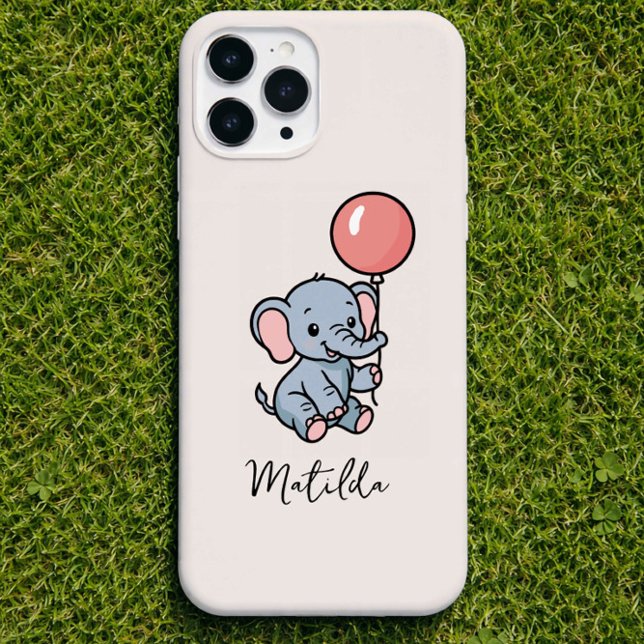 Personalized Adorable Elephant with Balloon Phone  iPhone Case (Creator Uploaded)