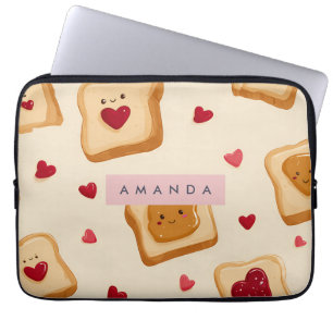 Personalized Adorable Toast and Heart Jam Pattern Laptop Sleeve