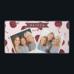 Personalized Aesthetic Cherry Pattern Name Gift Desk Mat<br><div class="desc">This collection of adorable cherry patterns is one of those small, everyday pleasures that just make people smile. This design is whimsical, cozy, and effortlessly fashionable with its soft pink backdrop, strewn cherries, and personalized name accents. It's the kind of pattern that makes a desk, a purse, or a comfortable...</div>
