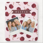 Personalized Aesthetic Cherry Pattern Name Gift Mouse Pad<br><div class="desc">This collection of adorable cherry patterns is one of those small, everyday pleasures that just make people smile. This design is whimsical, cozy, and effortlessly fashionable with its soft pink backdrop, strewn cherries, and personalized name accents. It's the kind of pattern that makes a desk, a purse, or a comfortable...</div>