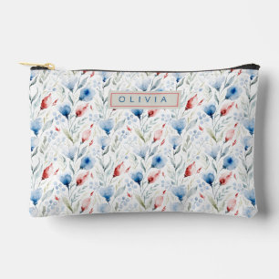 Personalized Aesthetic Patriotic Wildflowers Accessory Pouch