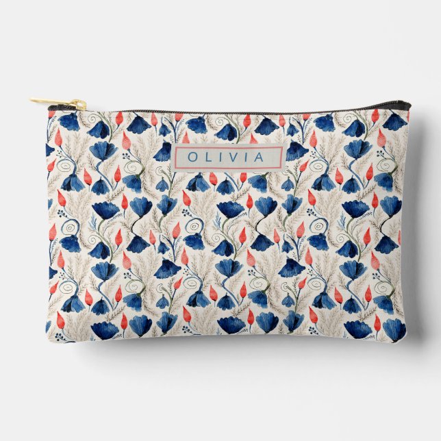 Personalized Aesthetic Patriotic Wildflowers Accessory Pouch (Front)