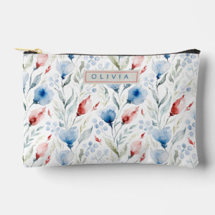 Personalized Aesthetic Patriotic Wildflowers Accessory Pouch