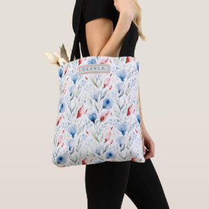 Personalized Aesthetic Patriotic Wildflowers Tote Bag