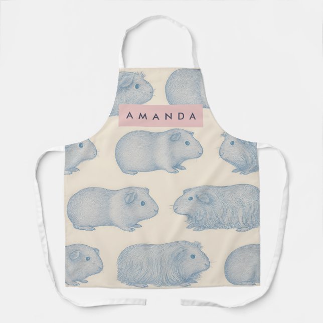 Personalized Aesthetically Cute Guinea Pigs Patter Apron (Front)