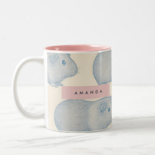 Personalized Aesthetically Cute Guinea Pigs Patter Two-Tone Coffee Mug