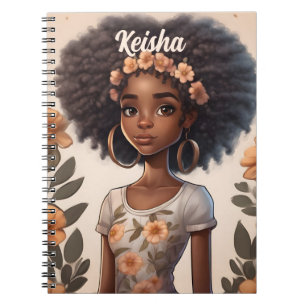 Personalized African American Girl Notebook