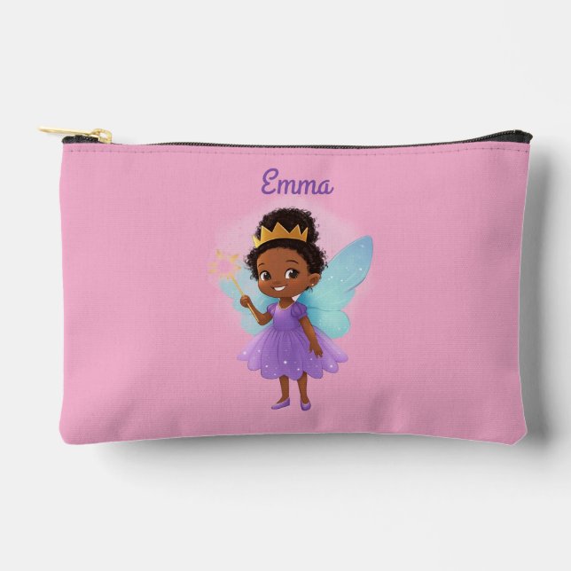 Personalized African Fairy Girl Zipper Pouch (Front)