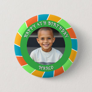 Personalized Age, Name and Photo Birthday  6 Cm Round Badge