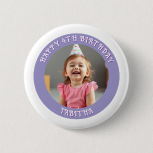 Personalized Age, Name and Photo Birthday  6 Cm Round Badge