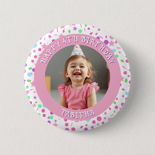 Personalized Age, Name and Photo Birthday 6 Cm Round Badge