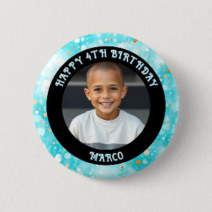 Personalized Age, Name and Photo Birthday  6 Cm Round Badge