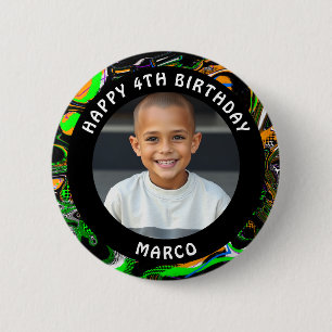 Personalized Age, Name and Photo Birthday  6 Cm Round Badge