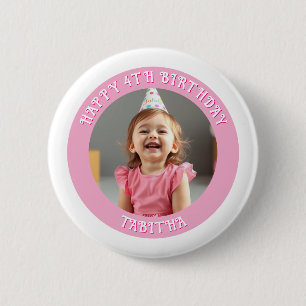 Personalized Age, Name and Photo Birthday  6 Cm Round Badge