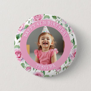 Personalized Age, Name and Photo Birthday 6 Cm Round Badge