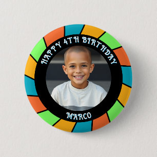 Personalized Age, Name and Photo Birthday  6 Cm Round Badge