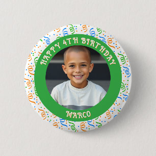 Personalized Age, Name and Photo Birthday  Button