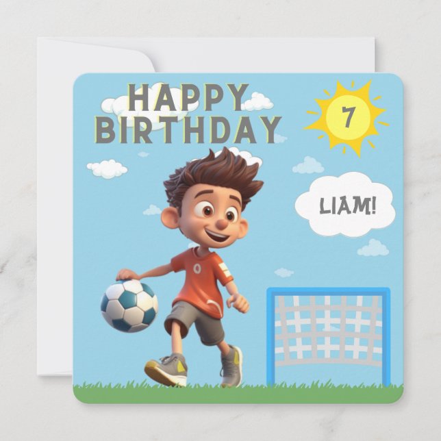 Personalized Age Soccer Birthday Invitation (Front)
