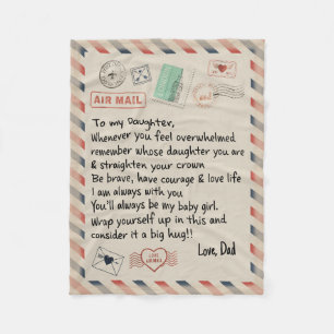 Personalized Air Mail Letter To My Daughter Throw Fleece Blanket