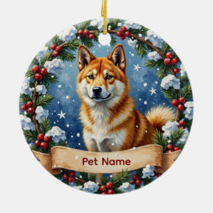 Personalized Akita Christmas Ceramic Tree Decoration