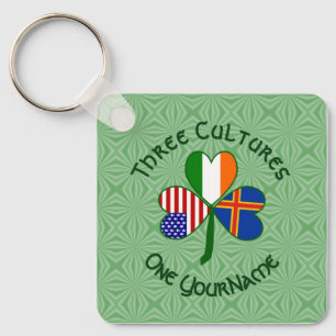 Personalized Åland Islands Shamrock Metal Key Ring