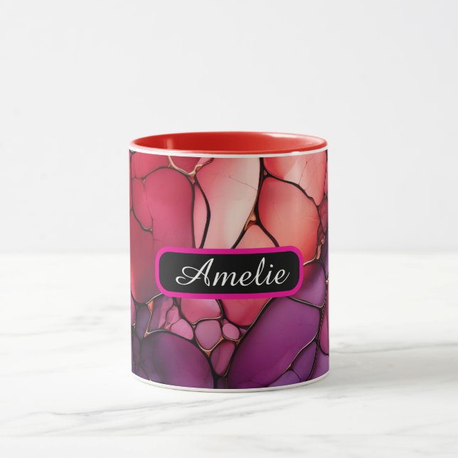 Personalized Alcohol Ink Style Mug with Name, gift (Center)