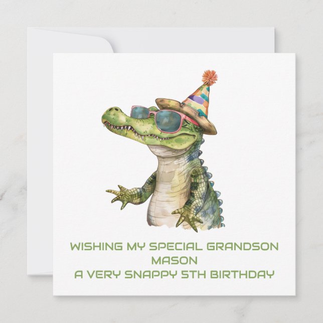 Personalized Alligator Birthday Card Son Grandson  (Front)