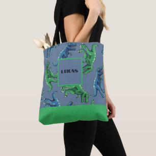 Personalized Allover printed Dinosaur Tote