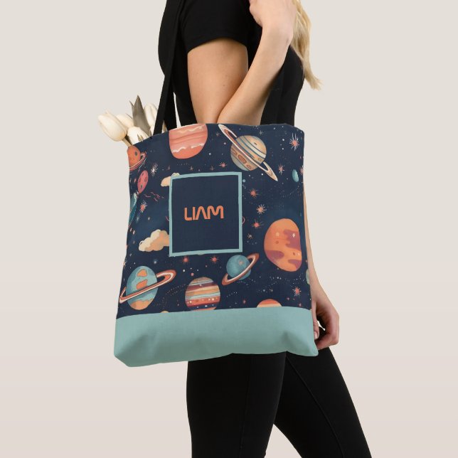 Personalized Allover printed Space Tote Bag (Close Up)