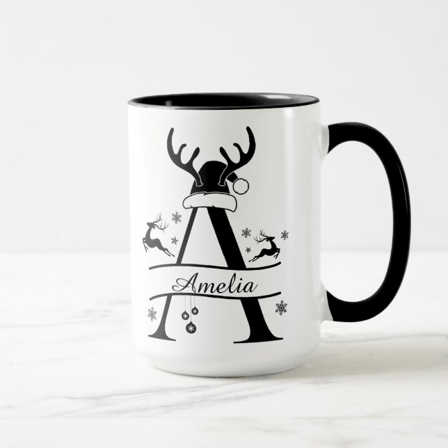 Personalized Alphabet 'A' Christmas Coffee Mug (Right)