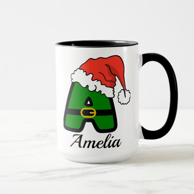 Personalized Alphabet 'A' Christmas Coffee Mug (Right)