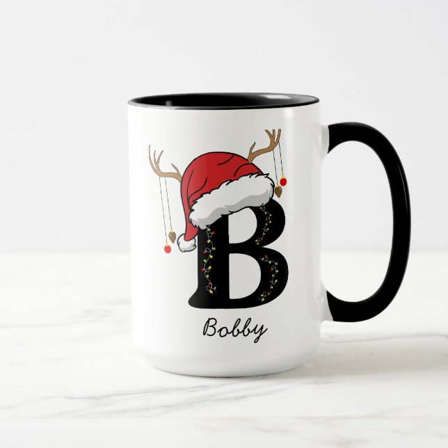 Personalized Alphabet 'B' Christmas Coffee Mug (Right)