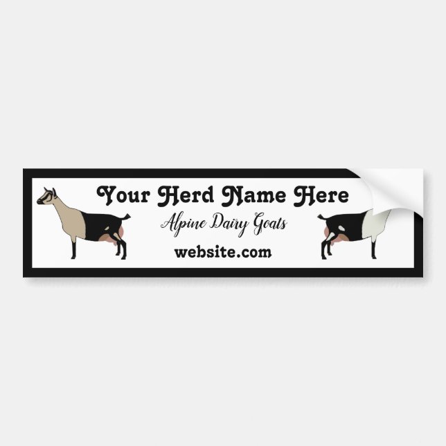 Personalized Alpine Dairy Goat Bumper Sticker (Front)