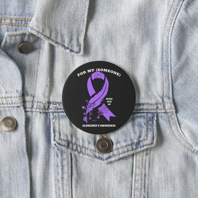 Personalized Alzheimer's Awareness Ribbon 7.5 Cm Round Badge (In Situ)