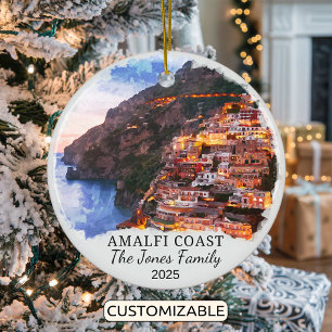 Personalized Amalfi Coast, Italy Gift Ceramic Tree Decoration