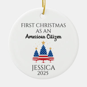 Personalized American Citizen, American tree Ceramic Tree Decoration