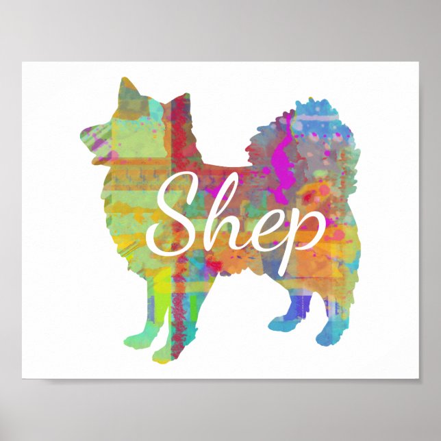 Personalized American Eskimo Dog Art Print Poster (Front)