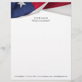 Personalized American Flag Company Name Business  Custom Letterhead