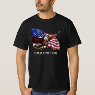 PERSONALIZED AMERICAN FLAG EAGLE CUSTOM WORDING T- T-Shirt