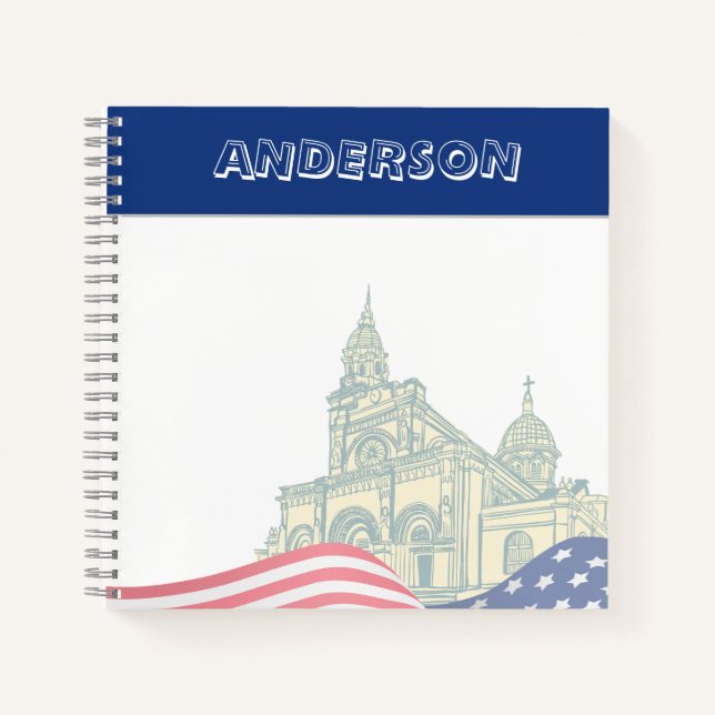 Personalized American Flag Patriotic USA  Notebook (Front)