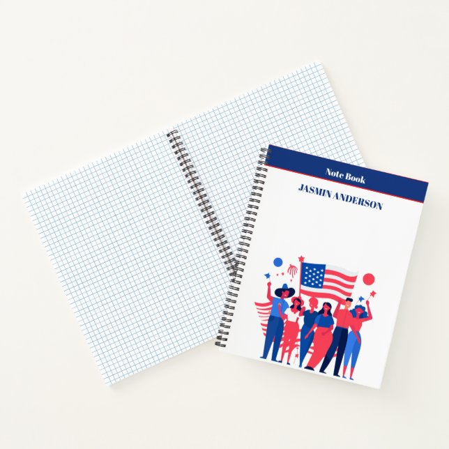 Personalized American Flag Patriotic USA  Notebook (Inside)