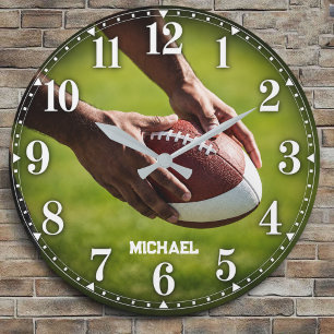 Personalized American Football Custom Name Large Clock