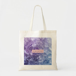 Personalized Amethyst Crystal & Lavender Sparkle Tote Bag