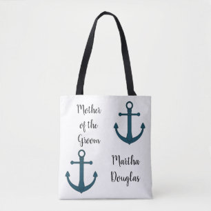 Personalized Anchor & Starfish Mother of the Groom Tote Bag