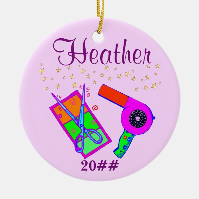PERSONALIZED AND DATED HAIR STYLIST ORNAMENT (Front)